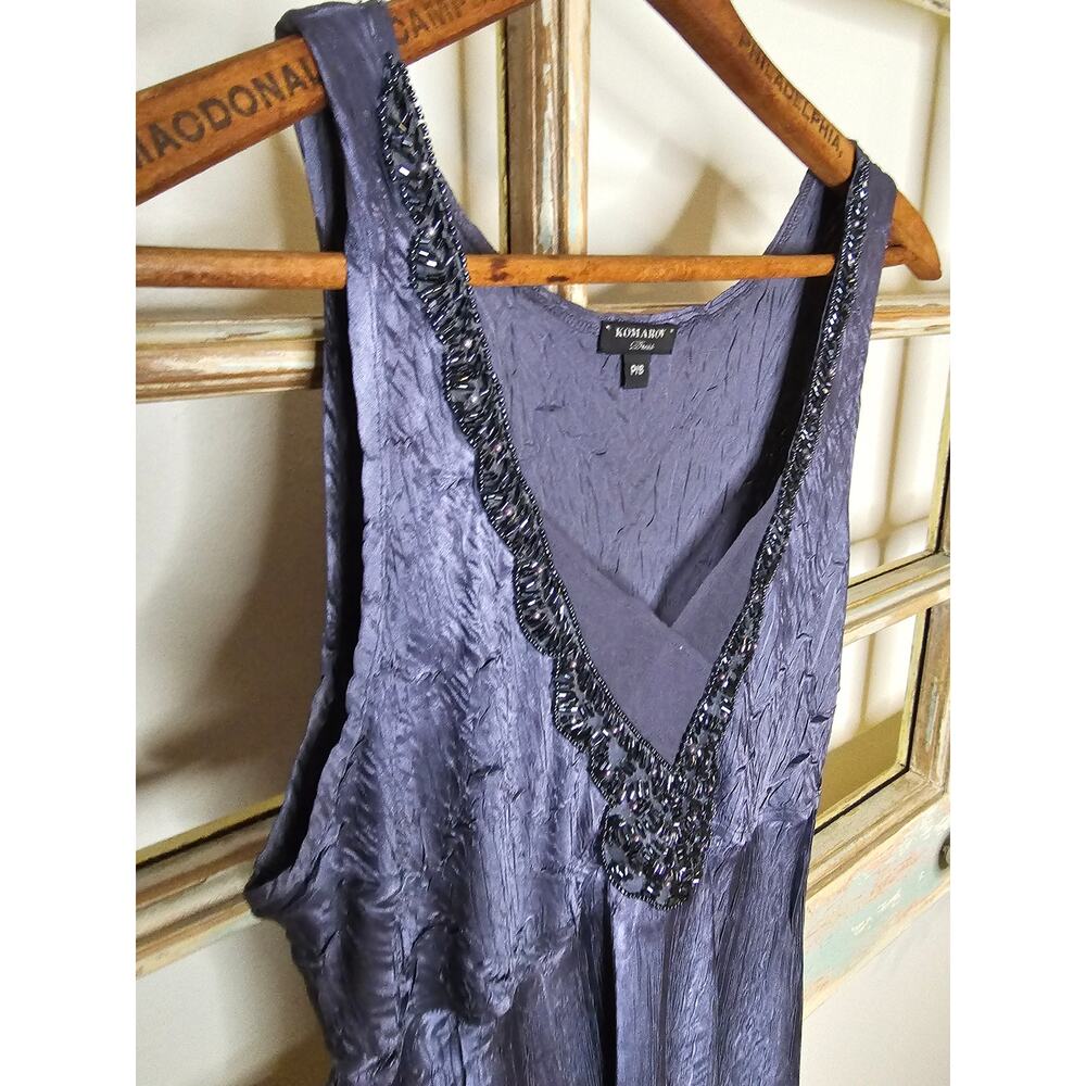 Komarov Blue Sleeveless lightweight Handkerchief Hem Ladies Dress size Small - Picture 4 of 13